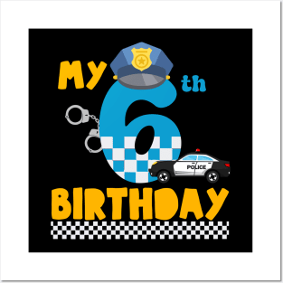 Custom Police Birthday Tee 6th Birthday Gift Police Birthday Outfit Police Birthday party boy tee Police car Cop birthday copy Posters and Art